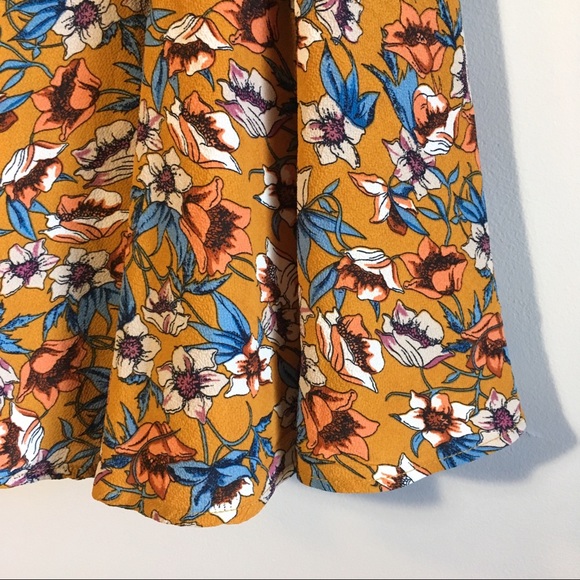 Floral A-Line Summer Swing Dress Mustard Yellow - Picture 3 of 8